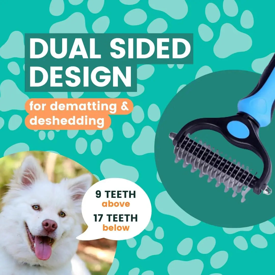 Stainless Steel Double-Sided Pet Detangling Comb - 1 PCS Dog & Cat Grooming Shedding Brush, Hair Care Products with Optimal Blade Spacing for Reducing Matting and Fur Removal