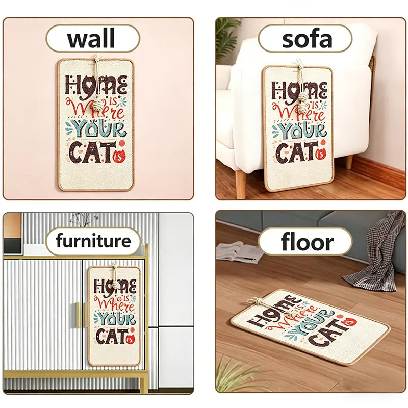 Printed Sisal Cat Scratching Mat, Wall-Mounted Cat Scratch Pad for Furniture and Wall Protection, Non-Slip Cat Scratching Mat for Indoor Cats and Kittens